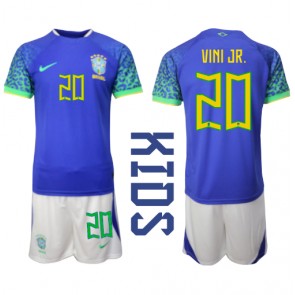 Brasilien Vinicius Junior #20 babykläder Bortatröja barn VM 2022 Korta ärmar (+ Korta byxor)